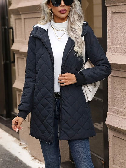 Womens Cozy Quilted Thermal ZipUp Hoodie - LustMia