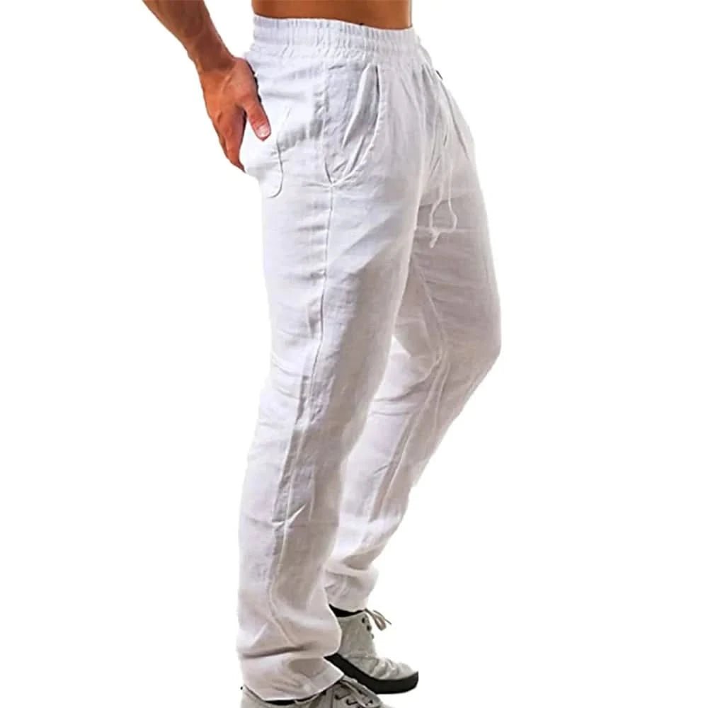 Men's Cotton Linen Pants Male Autumn New Breathable Solid Color Linen Trousers Fitness Streetwear S - 3XL - LustMia