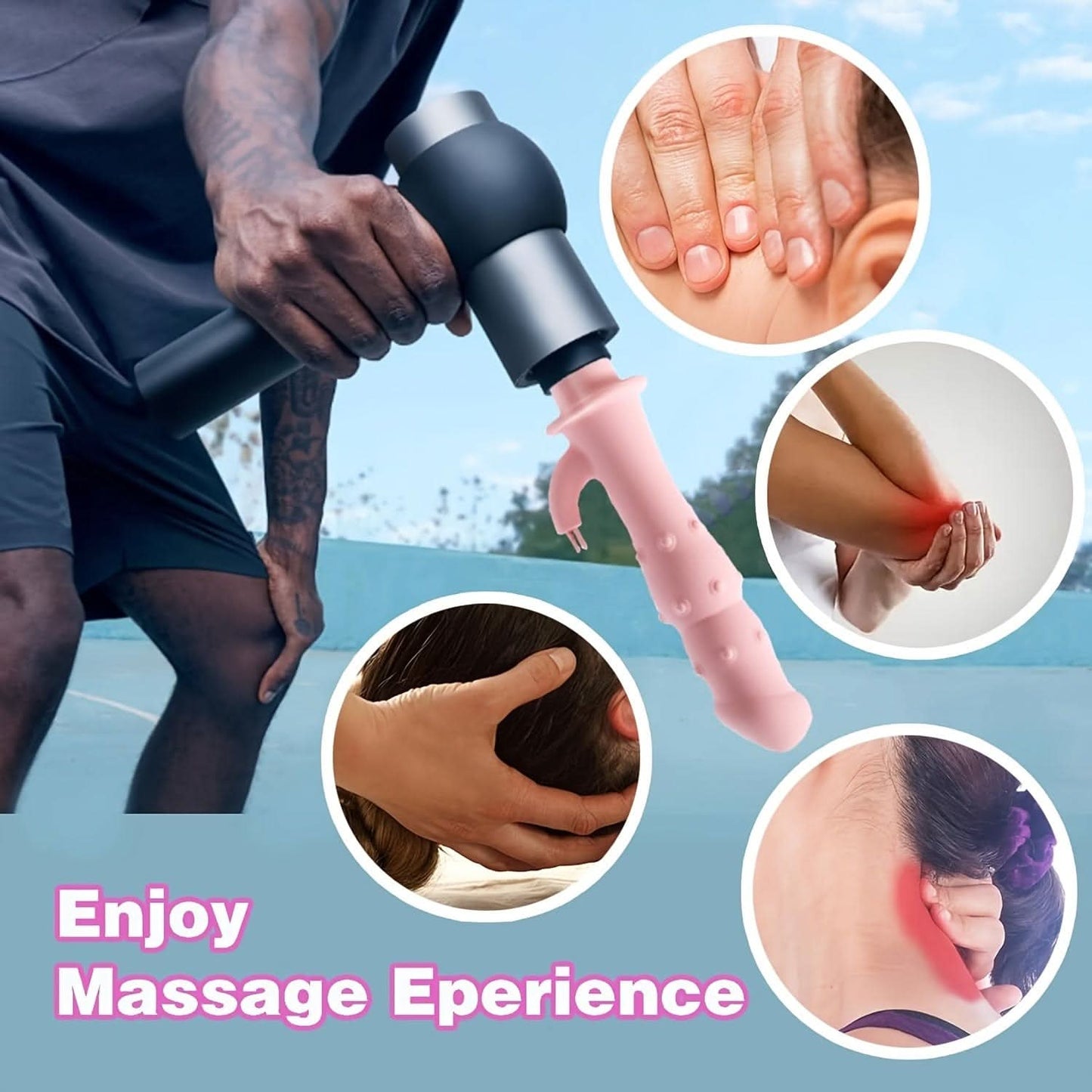 Silicone Vaginal Anal Dildo Massager For Women, Portable Round Head Massage Gun Attachment, Waterproof Adult Couple Sex Toys - LustMia