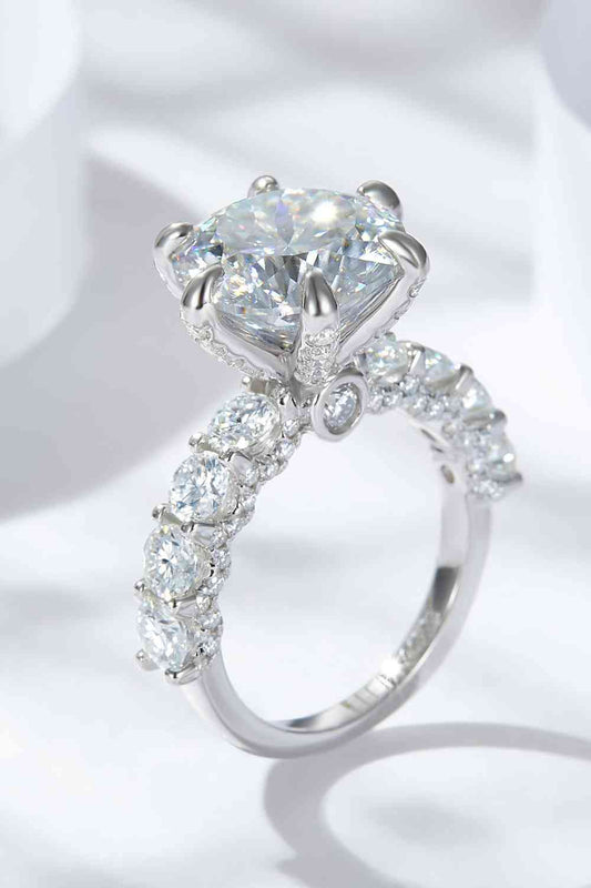 3 - Carat Moissanite Platinum - Plated Side Stone Ring - LustMia