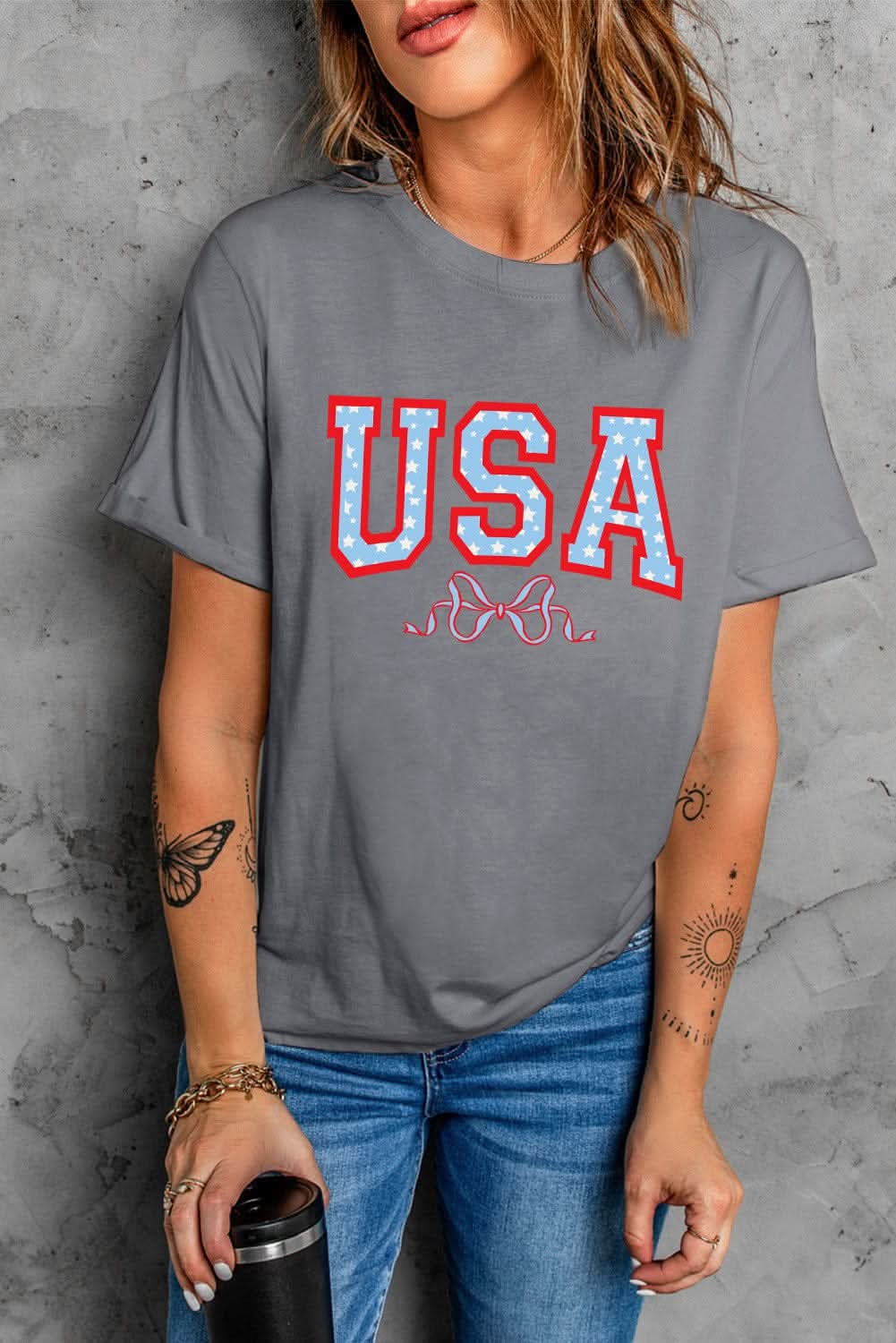 USA Round Neck Short Sleeve T-Shirt - LustMia