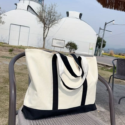 Extra Large Canvas Tote Bag - Sturdy & Long - Lasting, Perfect for Beach, Shopping & Travel - Comfortable Oversized Shoulder Bag with Multi - Purpose Design - LustMia