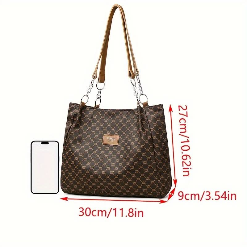 Elegant Fashion Print Faux Leather Tote Bag - LustMia