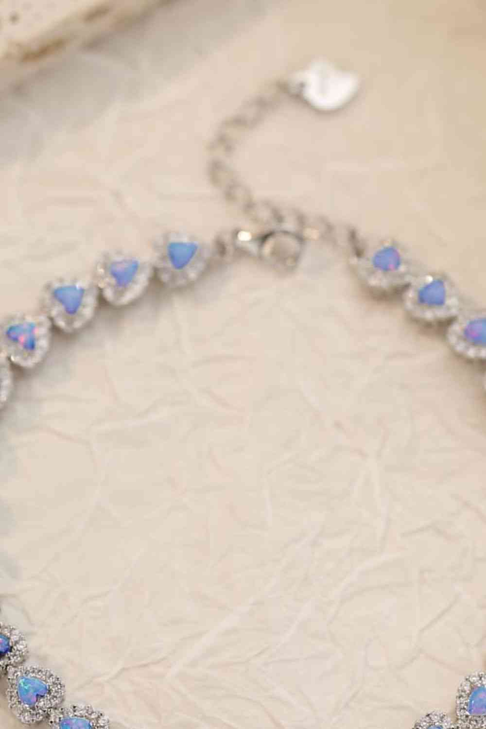 925 Sterling Silver Opal Heart Bracelet - LustMia