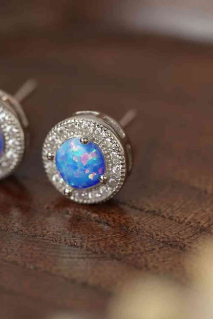 Opal 4 - Prong Round Stud Earrings - LustMia