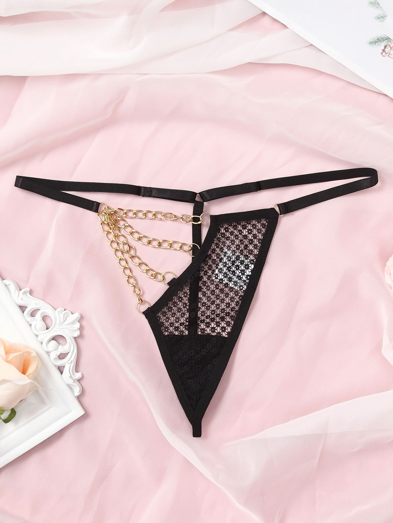 2pcs Chain Linked Thongs, Hollow Out Intimates Panties, Women's Sexy Lingerie & Underwear - LustMia