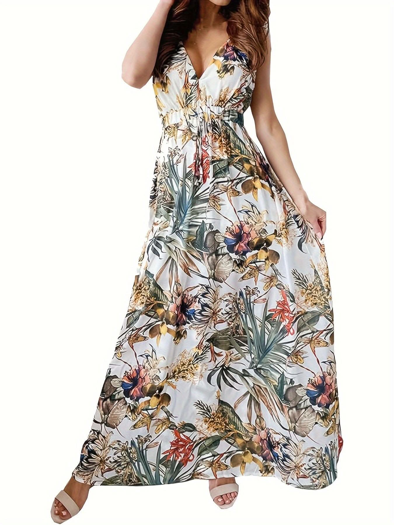 Floral Boho Tied Backless Sleeveless Dress - By Lustmia - LustMia