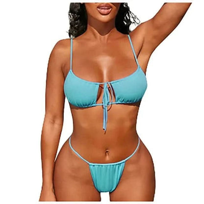 Push Up Bikini Beachwear Women 2022 Sexy Bikini Sexy Swimsuit Solid Bathing Suit Summer Halter Swimwear Thong Bikini Set Tankini - LustMia