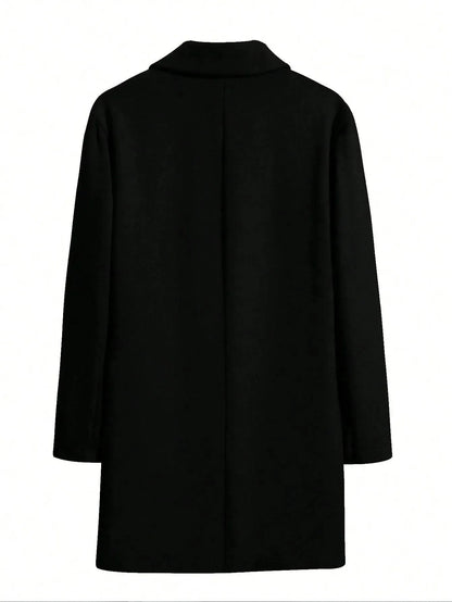 Manfinity Mode Men'S Shirt Collar Lapel Woolen Coat - LustMia