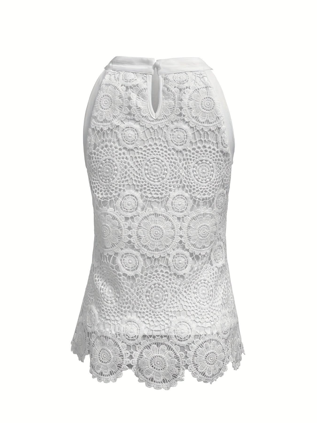 Chic Contrast Lace Halter Tank Summer Essential - LustMia