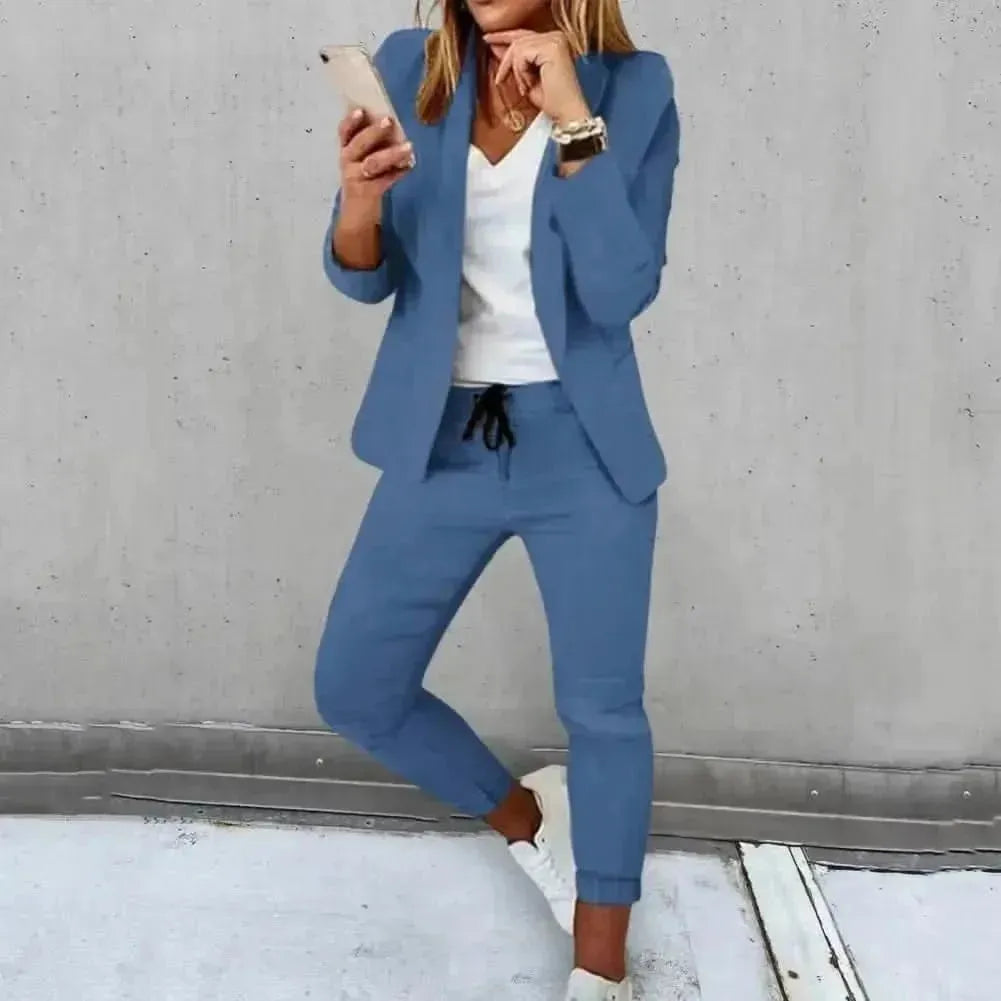 Elegant Womens Business Suit Set Slim Fit Coat Pants - By Lustmia - LustMia