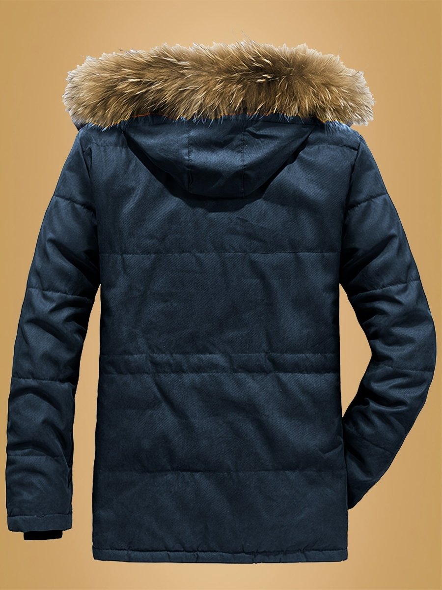 Men's Casual Hooded Jacket Thick Fleece - Lined Winter Coat with Pockets - LustMia