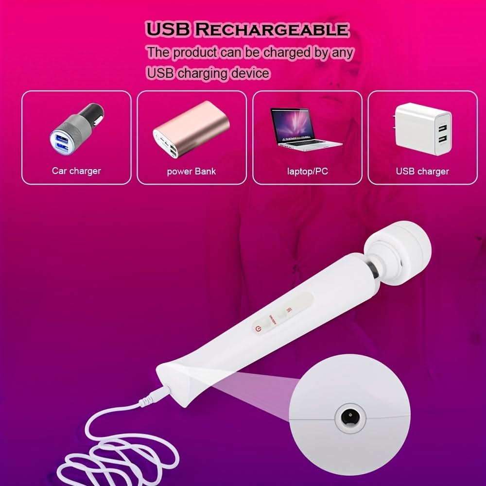 1pc AV Stick Vibrator Powerful Huge Wand Vibrators For Women Sex Toys USB/EU Plug G - Spot Vagina Massage Vibrating Massage Clitoris Stimulator Sex Toy - LustMia