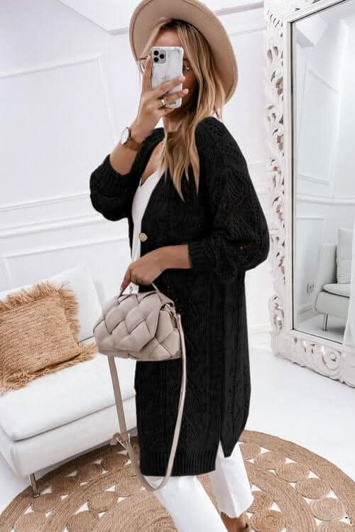 V - Neck Long Sleeve Cardigan - LustMia