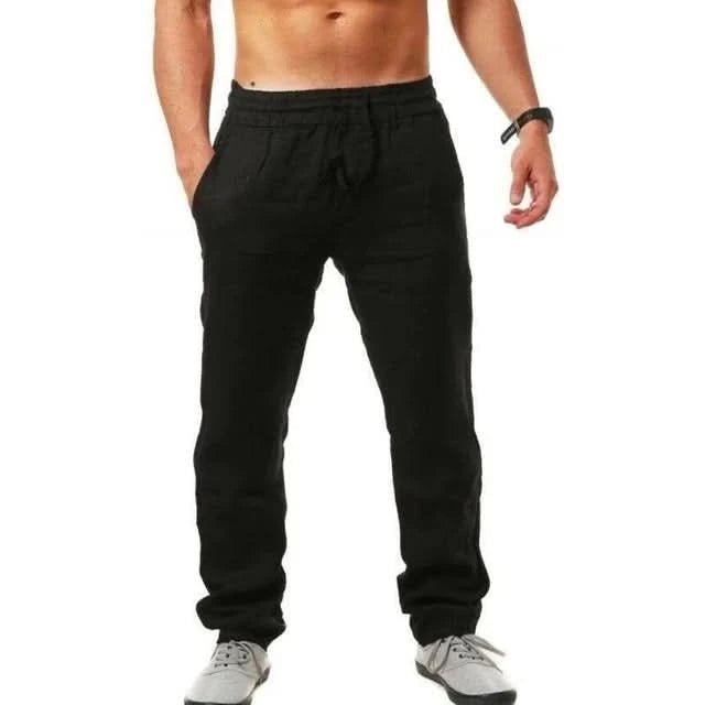 Men's Cotton Linen Pants Male Autumn New Breathable Solid Color Linen Trousers Fitness Streetwear S - 3XL - LustMia