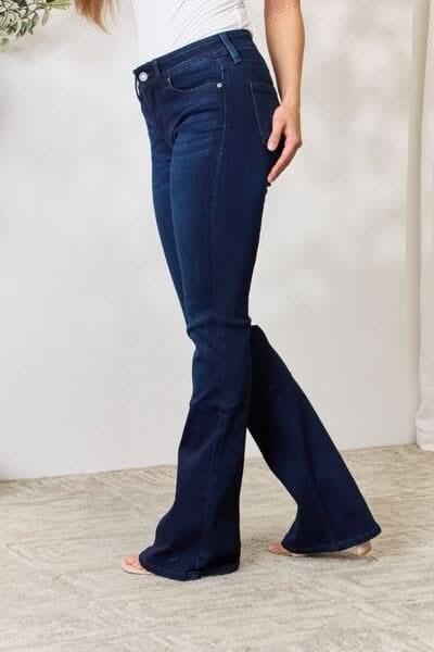 Kancan Full Size Mid Rise Flare Jeans - LustMia