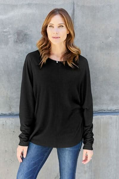 Double Take Full Size Round Neck Long Sleeve T-Shirt - LustMia