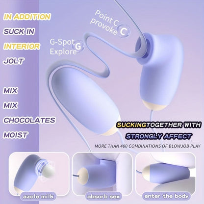 1pc 2 - in - 1 Dual Vibrator 12 Sucking Modes And 12 Vibration Modes Sex Toys Female Silent Strong Vibrating Egg Clitoral Stimulator - LustMia