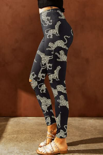 Animal Printed Distressed High Waist Leggings - LustMia