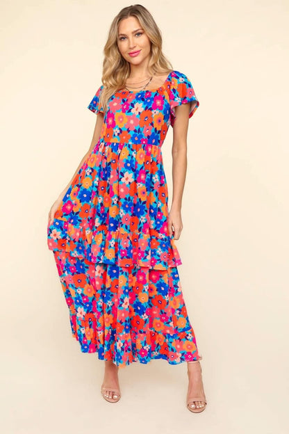 Haptics Floral Maxi Ruffled Dress with Side Pockets - LustMia