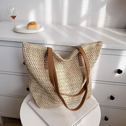 Fashionable Woven Shoulder Bag - Versatile & Spacious for Travel, Beach - Perfect Everyday Handbag - LustMia