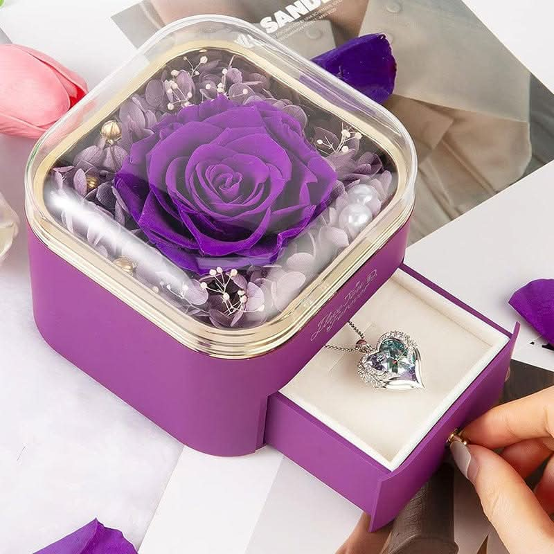 Valentines Day Rose Flower Drawer Jewelry Box Earrings Ring Necklace Storage Valentine's Day Gift Box Romantic Jewelry Packaging Box - LustMia