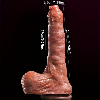 1pc Characteristic Realistic Foreskin Fully Automatic Dildo Vibrator, 5 Telescopic 7 Vibration Modes, Female Sex Toys, Adult Supplies, Liquid Silicone Material Soft And Reliable - LustMia