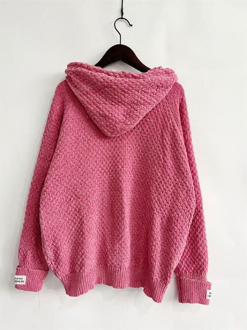 Drawstring Long Sleeve Hooded Sweater - LustMia