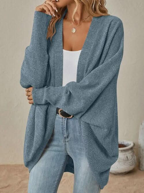 Open Front Dropped Shoulder Cardigan - LustMia