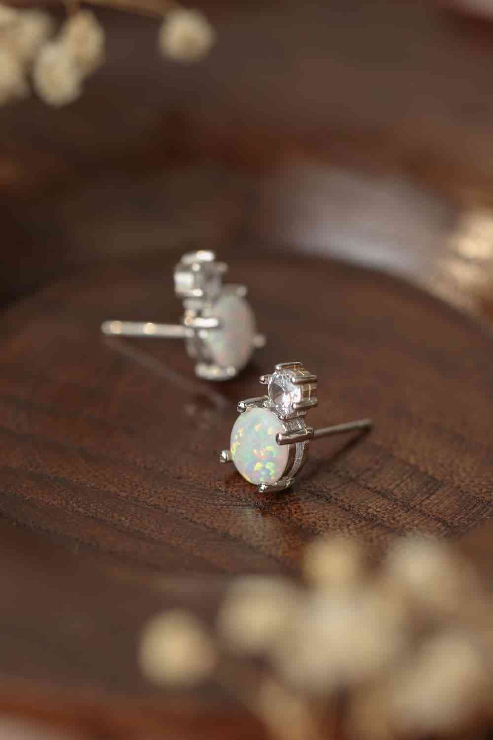 4 - Prong Opal Stud Earrings - LustMia