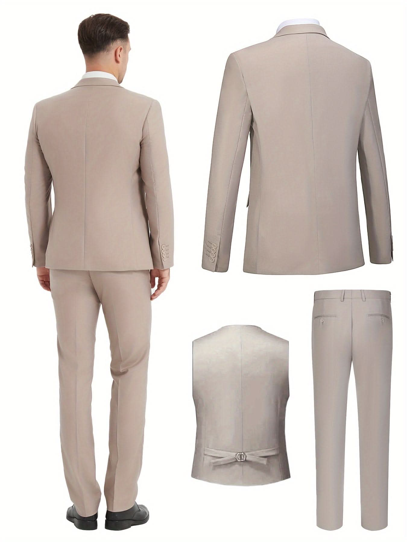 Mens SlimFit ThreePiece Wedding Business Suit - LustMia