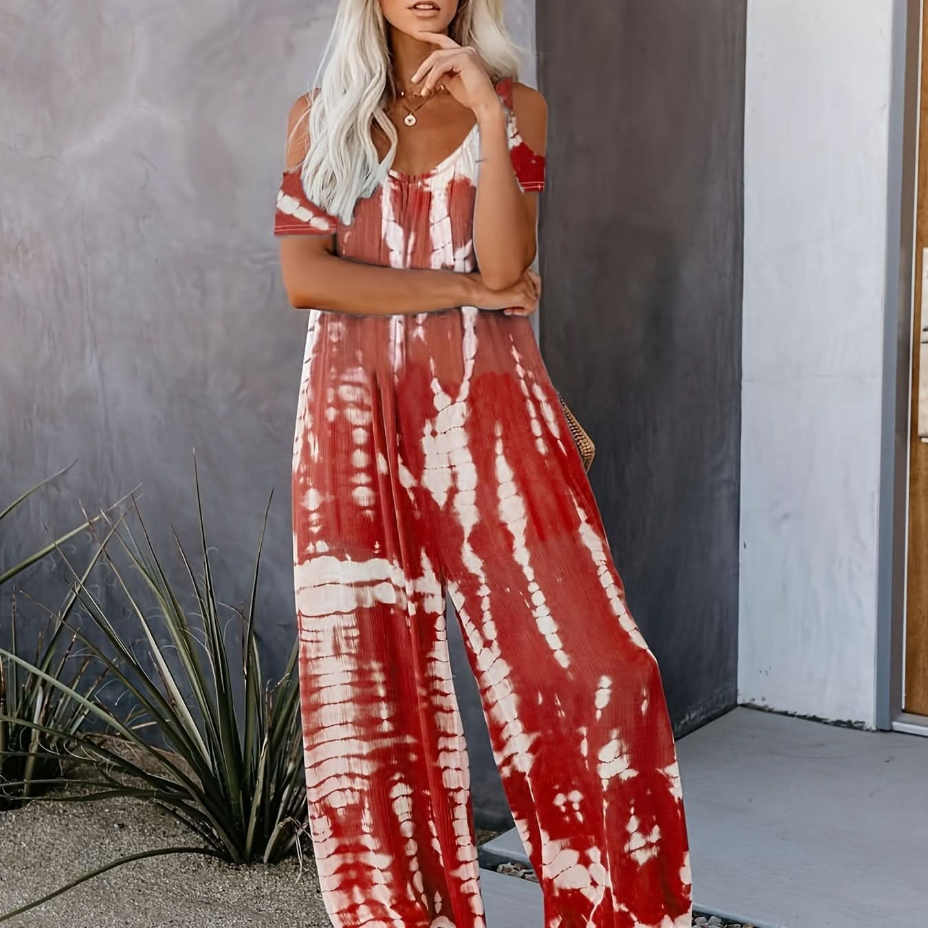 Vibrant Geometric Tie Dye Cut Out Jumpsuit - By Lustmia - LustMia