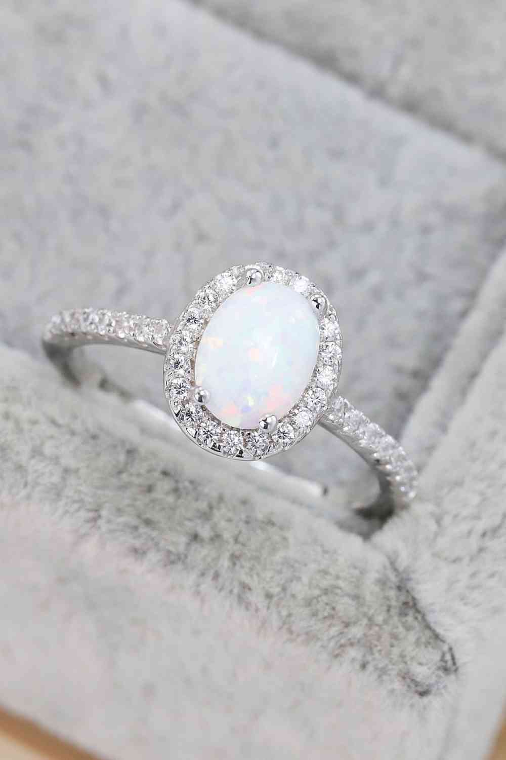 Opal 925 Sterling Silver Halo Ring - LustMia