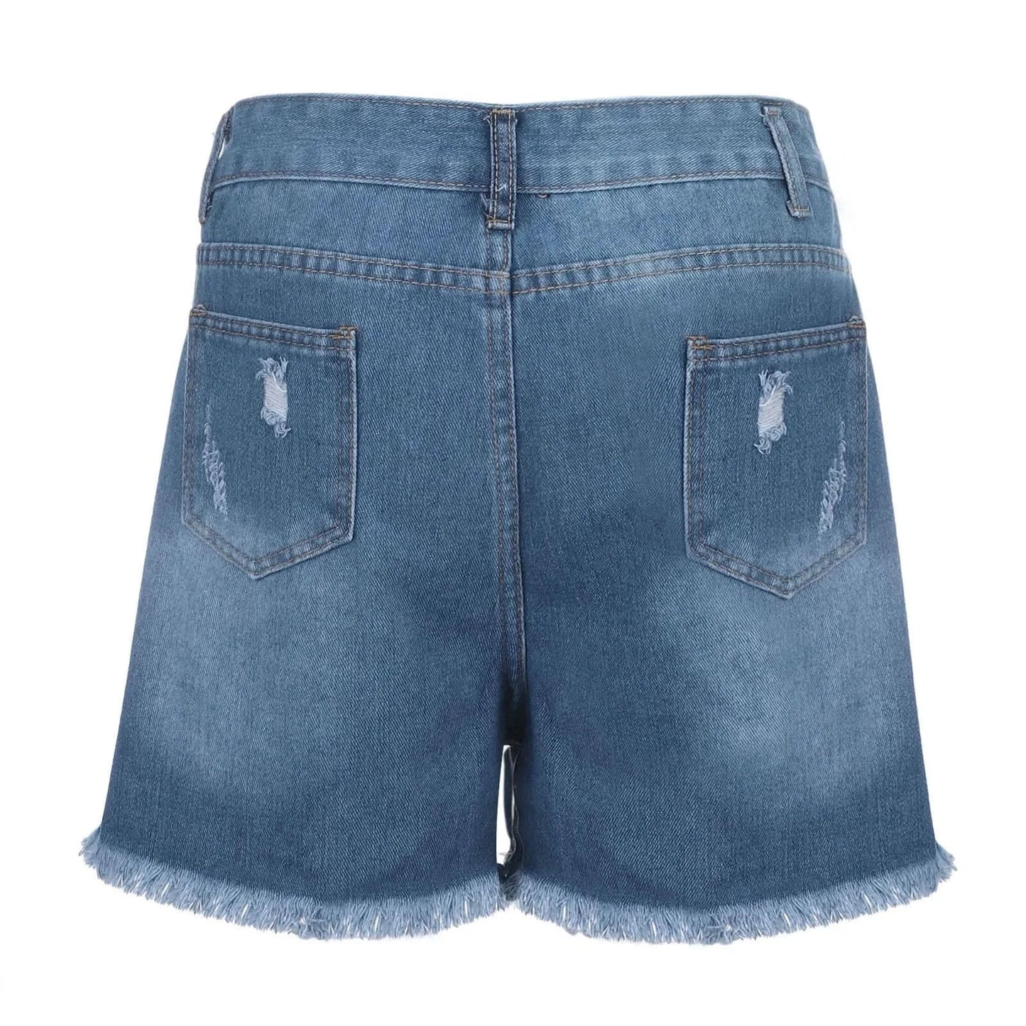 High Waist Summer Blue Denim Button Shorts - LustMia