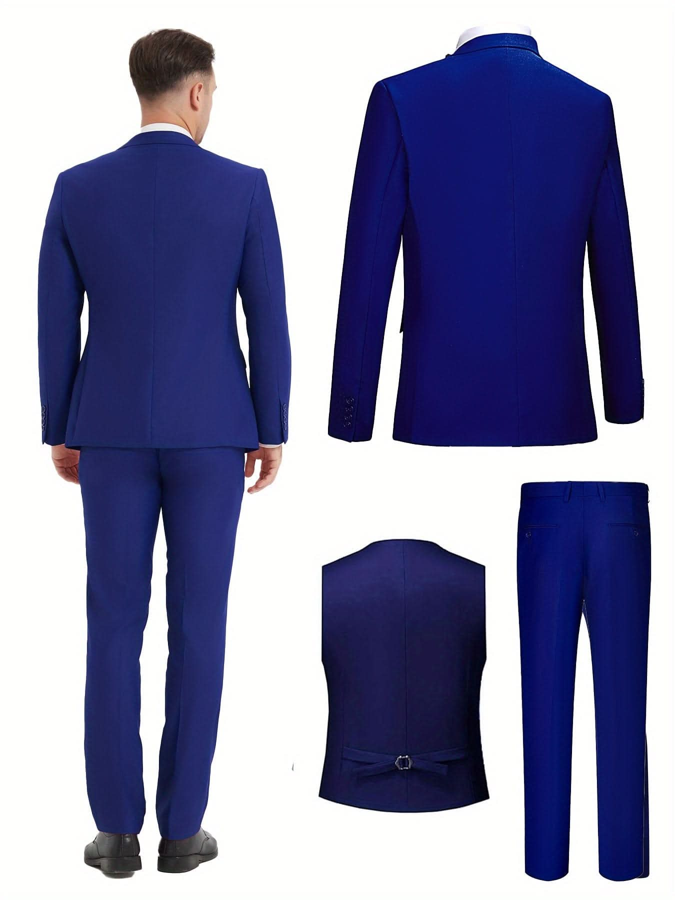 Mens SlimFit ThreePiece Wedding Business Suit - LustMia