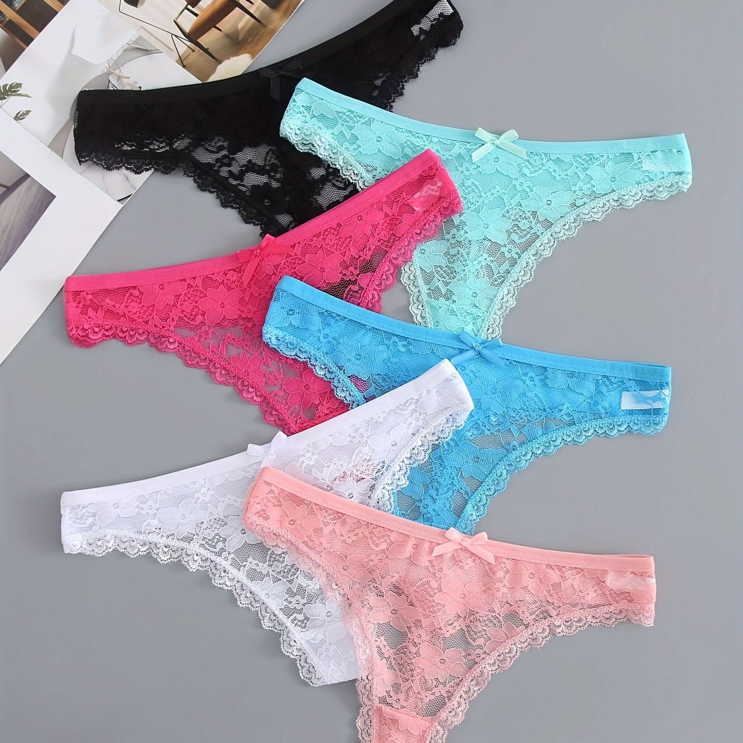 6pack Women's Lace Thong Panty - LustMia