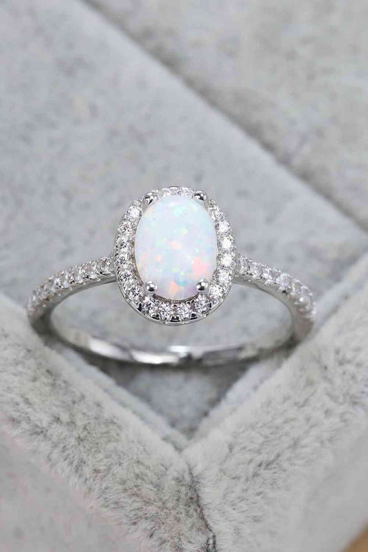 Opal 925 Sterling Silver Halo Ring - LustMia