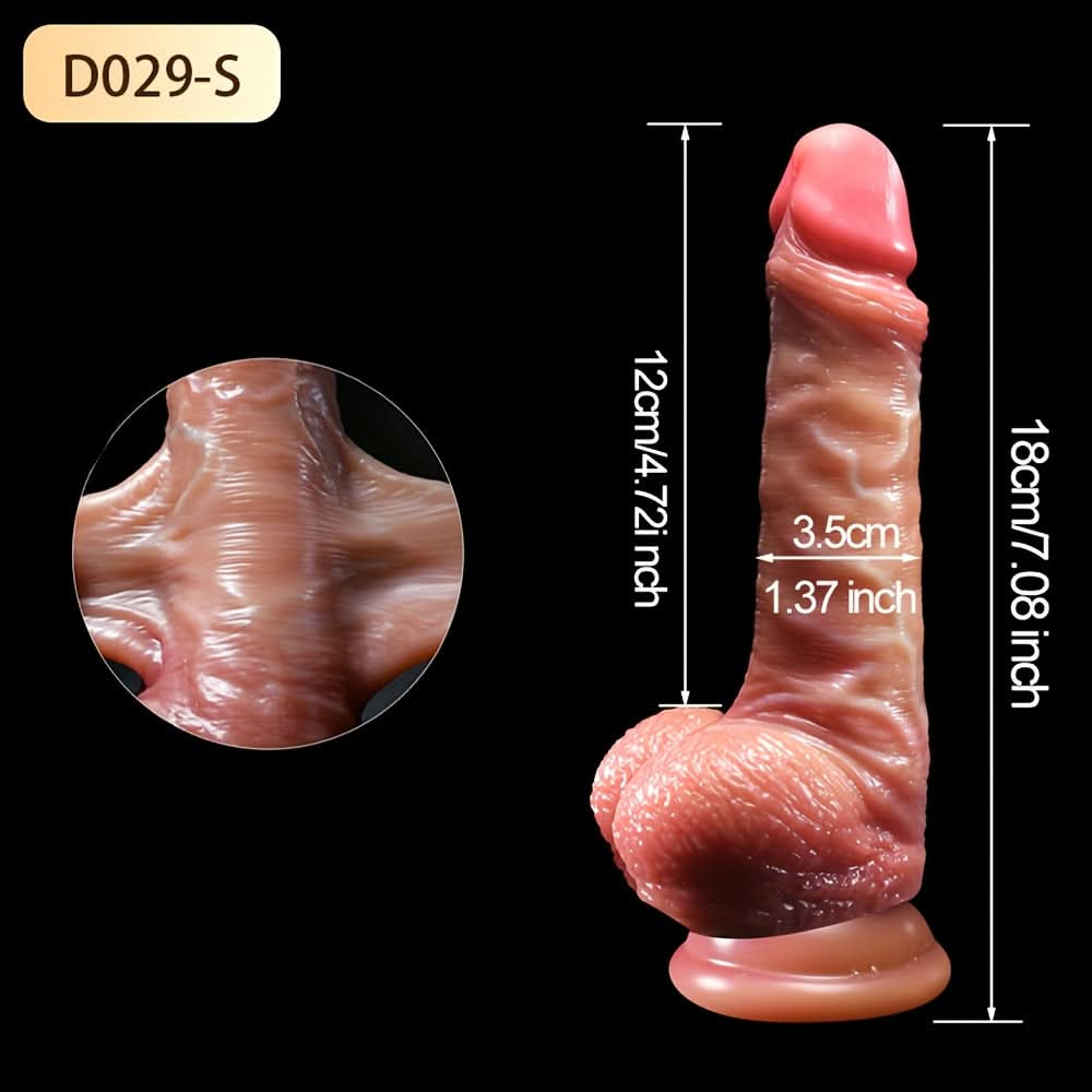 1pc 7/8inch Realistic Penis For Women, Silicone Sliding Foreskin Dildo, Dildos With Strong Suction Cup, Female Sex Toy, Big Feels Like Skin Fake Dick, Adults Erotic Strapon Dildo Anal Sex Toys For Couples Male & Female & Gays - LustMia