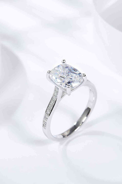 3 Carat Moissanite Platinum - Plated Side Stone Ring - LustMia