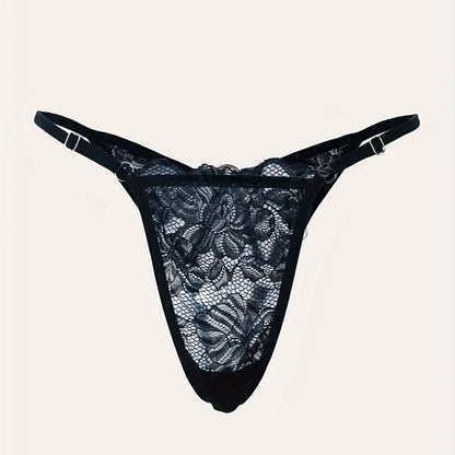 Floral Lace Thongs, Cut Out Ring Linked Panties, Women's Sexy Lingerie & Underwear - LustMia