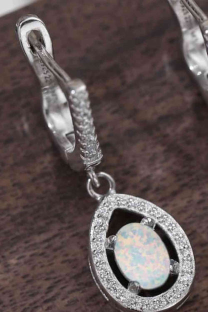 Opal Pear Shaped Drop Earrings - LustMia