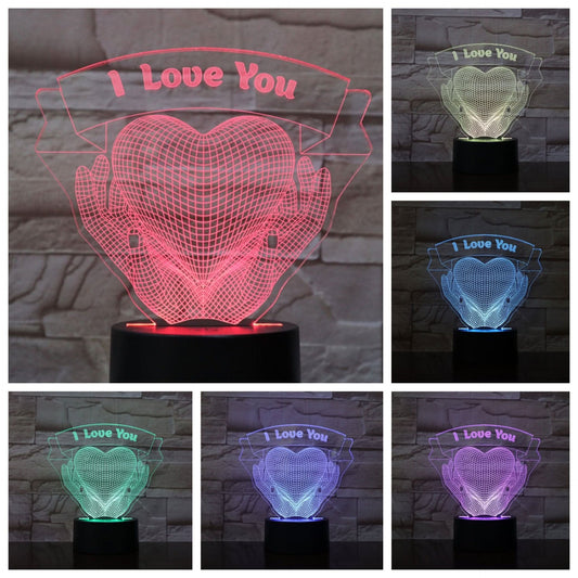 Valentines Day Gift Hands Holding Love 3D Night Light - LustMia