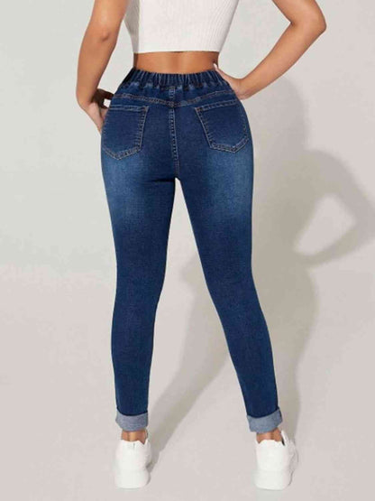 Drawstring Cropped Jeans - LustMia