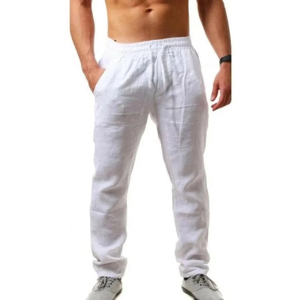 Men's Cotton Linen Pants Male Autumn New Breathable Solid Color Linen Trousers Fitness Streetwear S - 3XL - LustMia