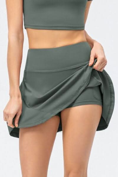 High Waist Wide Waistband Active Skirt - LustMia