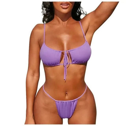 Push Up Bikini Beachwear Women 2022 Sexy Bikini Sexy Swimsuit Solid Bathing Suit Summer Halter Swimwear Thong Bikini Set Tankini - LustMia