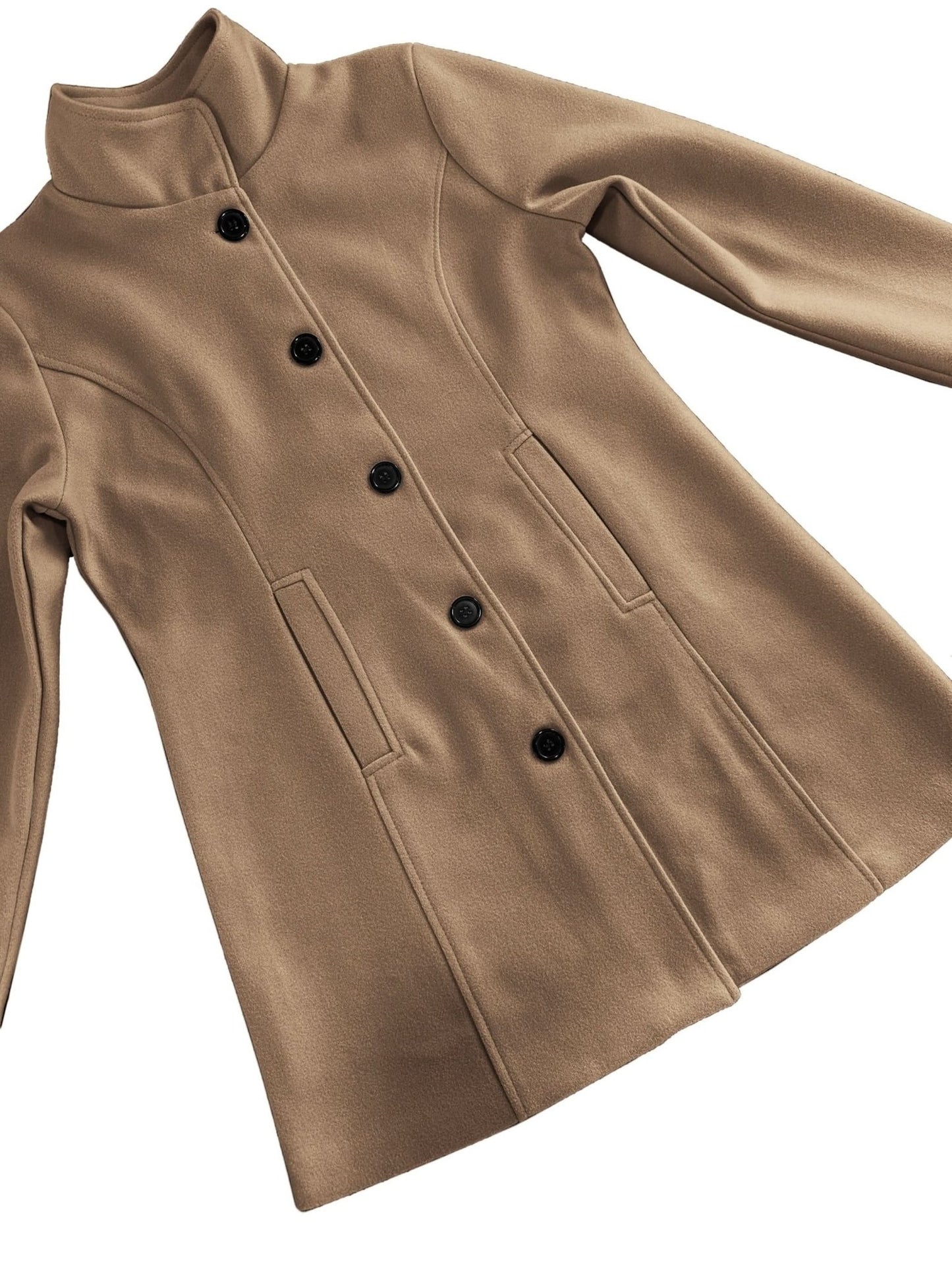 Womens Stylish Solid Color Overcoat Cozy Warm - LustMia