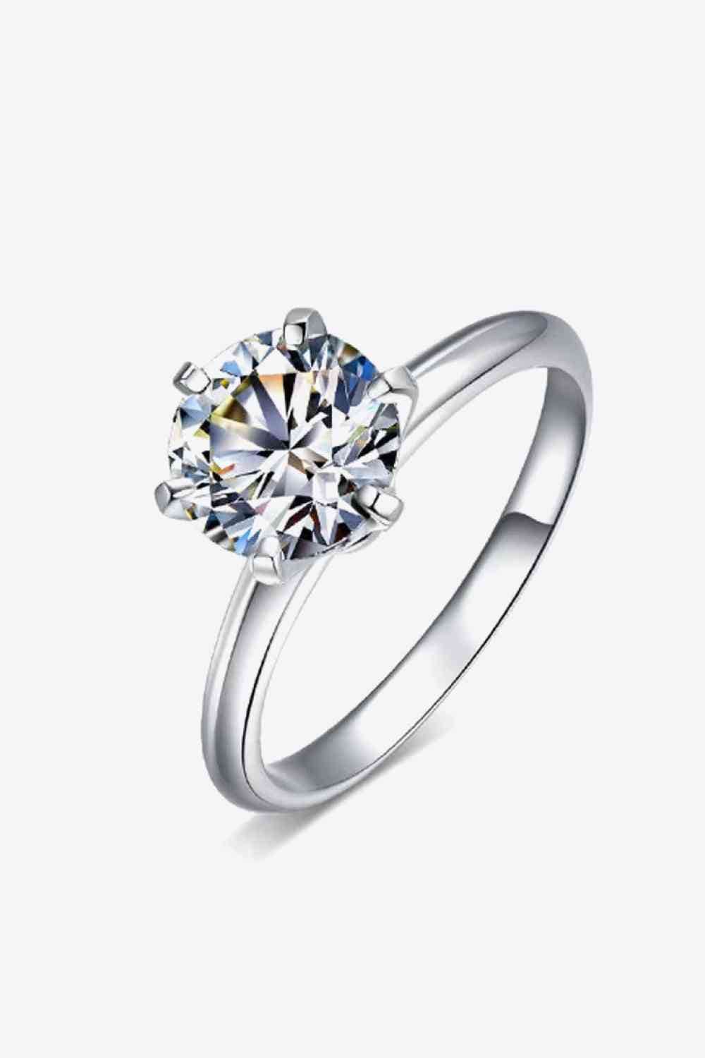 Adored 925 Sterling Silver 3 Carat Moissanite 6 - Prong Ring - LustMia