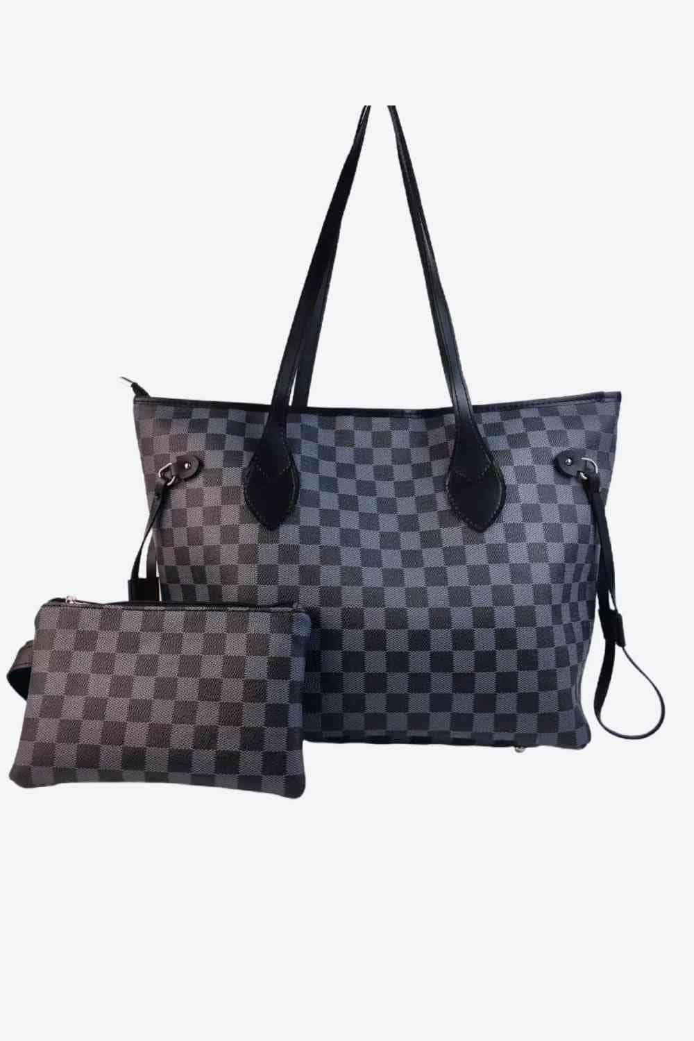 Checkered PVC Two - Piece Bag Set - LustMia