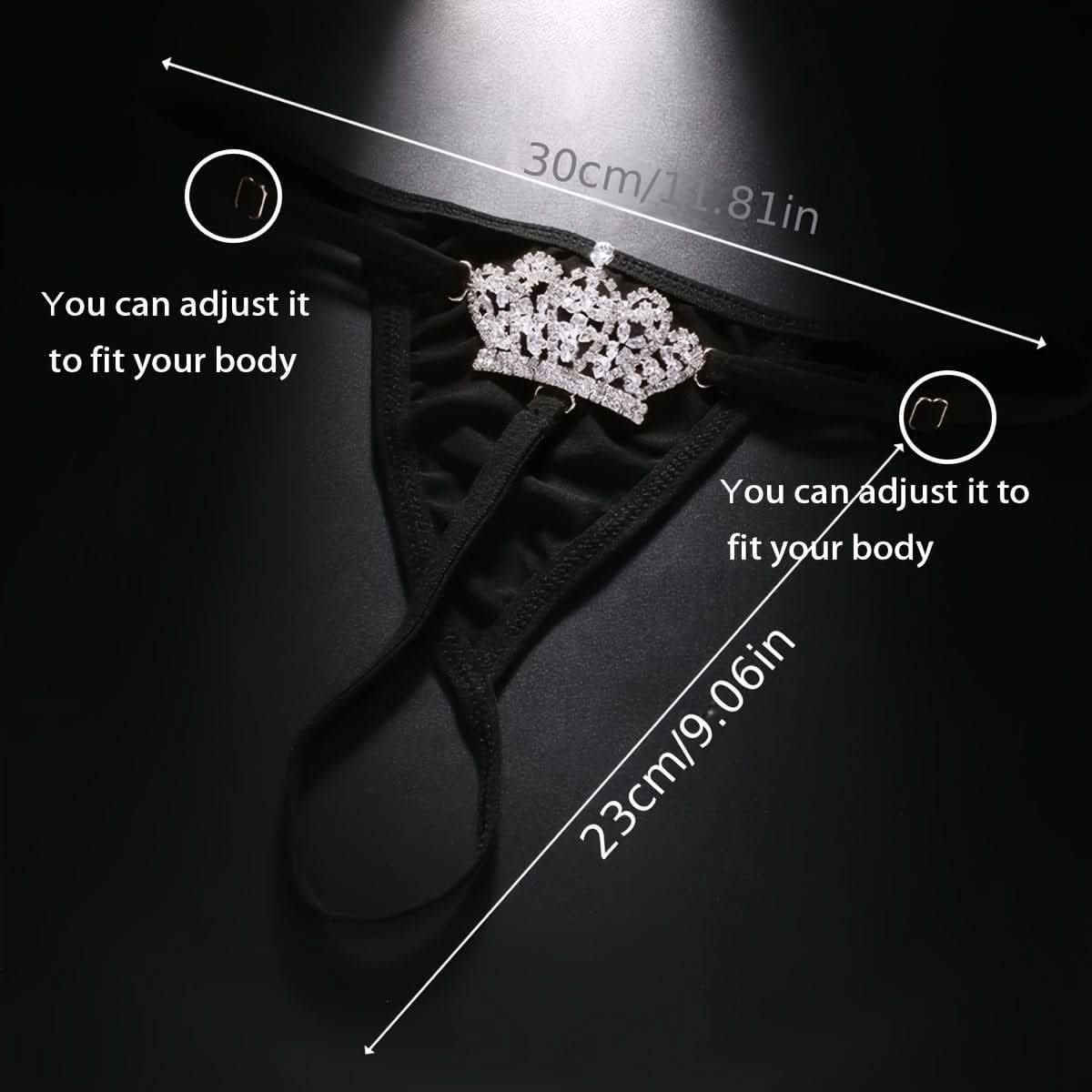 Sexy Luxury Zircon Crown Bikini Panties G - String Thong Chain Adjustable Crystal Underwear Body Chain - LustMia